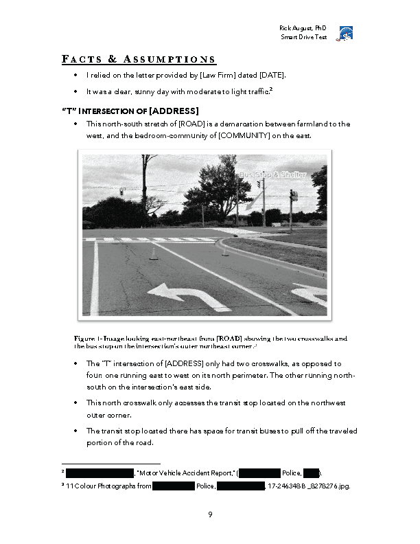 Crash Analysis report #1 where the actions of a transit bus driver cause a pedestrian to be stuck on a road.